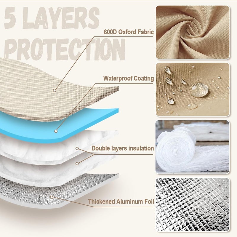 DEMEDO Backflow Cover, Backflow Preventers Protection, Pressure Vacuum Breaker Cover for Winter, Insulated Cover Pouch for Irrigation Backflow Valve, Sprinkler Valves Cover in Snow or Sun Exposure – Beige - Image 3