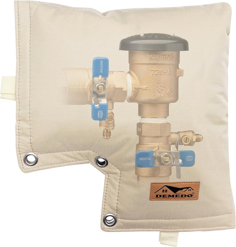 DEMEDO Backflow Cover, Backflow Preventers Protection, Pressure Vacuum Breaker Cover for Winter, Insulated Cover Pouch for Irrigation Backflow Valve, Sprinkler Valves Cover in Snow or Sun Exposure – Beige - Image 1
