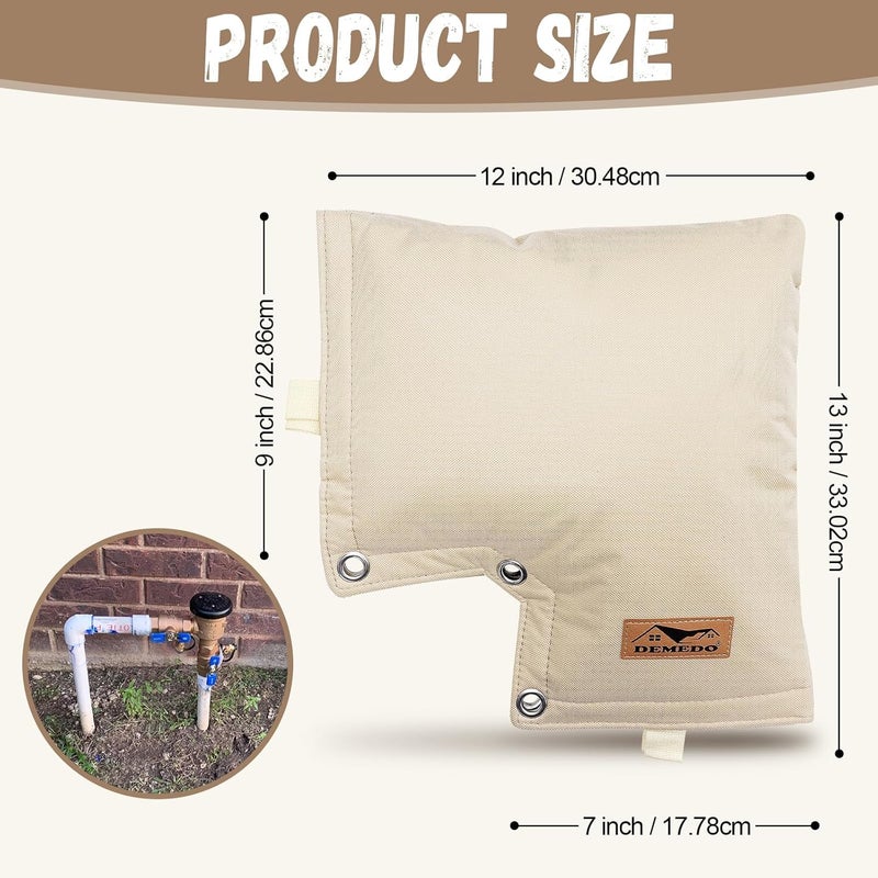 DEMEDO Backflow Cover, Backflow Preventers Protection, Pressure Vacuum Breaker Cover for Winter, Insulated Cover Pouch for Irrigation Backflow Valve, Sprinkler Valves Cover in Snow or Sun Exposure – Beige - Image 2