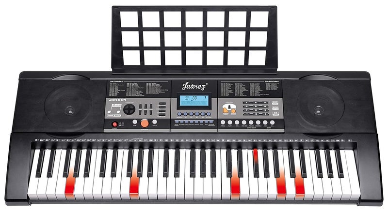 Juarez Opus JRK691 61-Key Lighting Keyboard with Touch Function | LCD Digital Display | Adapter | Key Note Stickers| Music Sheet Stand | 500 Rhythms | 500 Timbres | 65 Demo Songs - Image 1