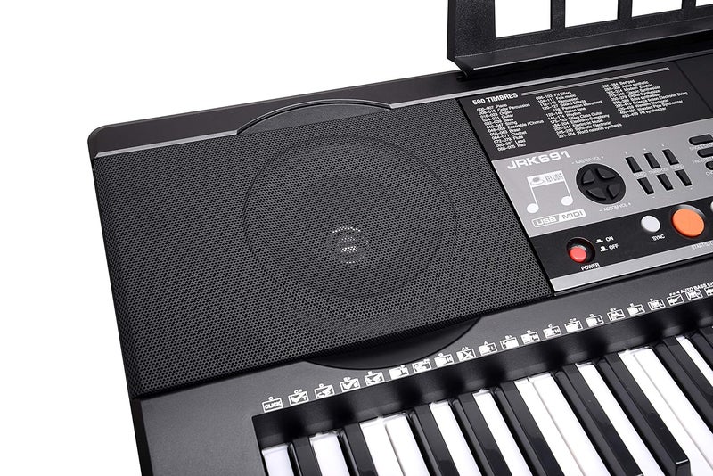 Juarez Opus JRK691 61-Key Lighting Keyboard with Touch Function | LCD Digital Display | Adapter | Key Note Stickers| Music Sheet Stand | 500 Rhythms | 500 Timbres | 65 Demo Songs - Image 3