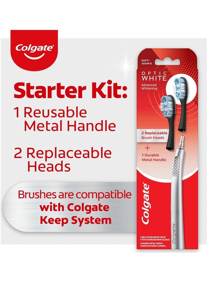 Colgate Replaceable Head Toothbrush Starter Kit, Optic White, 2 Brush Heads - Image 5