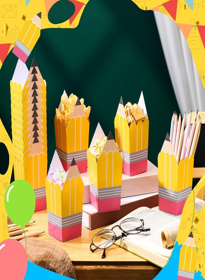 Tiangrid 60 Pcs Back to School Pencil Popcorn Boxes Teacher Gift Treat Bags Mini Popcorn Boxes Candy Holders Bulk Party Favor for Teacher Appreciation Gifts School Classroom Decoration (Yellow) - Image 3