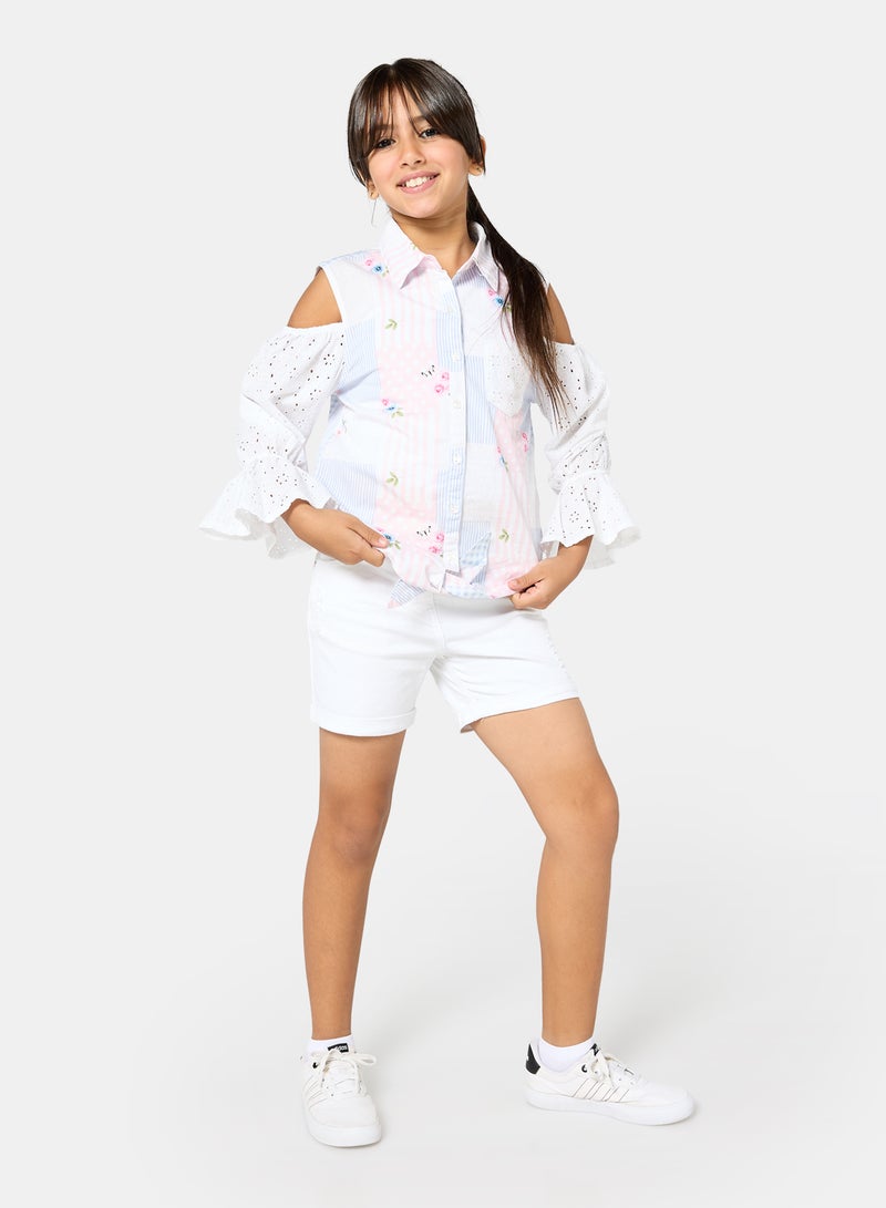 Panco Baby Girls STRAWBERRY Pocket Detailed Denim Shorts - Image 4