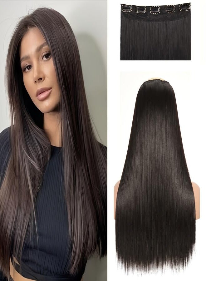 كرونيكس باروكة شعر طويل للنساء من كرونكس، قطعة واحدة، وصلات شعر غير مرئية لزيادة كثافة الشعر، رقع شعر غير مرئية متصلة برأس كامل، رقع شعر مستقيمة، مشابك شعر، إكسسوارات شعر - Image 5