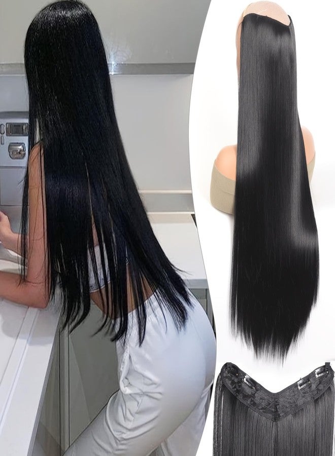 كرونيكس باروكة شعر طويل للنساء من كرونكس، قطعة واحدة، وصلات شعر غير مرئية لزيادة كثافة الشعر، رقع شعر غير مرئية متصلة برأس كامل، رقع شعر مستقيمة، مشابك شعر، إكسسوارات شعر - Image 1