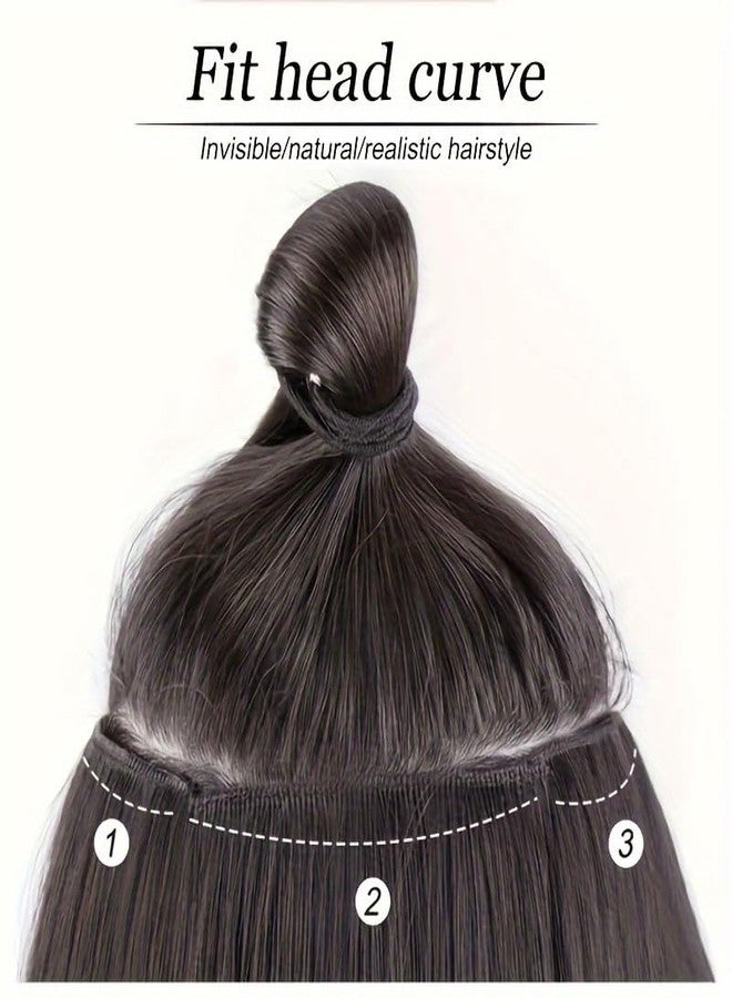 كرونيكس باروكة شعر طويل للنساء من كرونكس، قطعة واحدة، وصلات شعر غير مرئية لزيادة كثافة الشعر، رقع شعر غير مرئية متصلة برأس كامل، رقع شعر مستقيمة، مشابك شعر، إكسسوارات شعر - Image 4