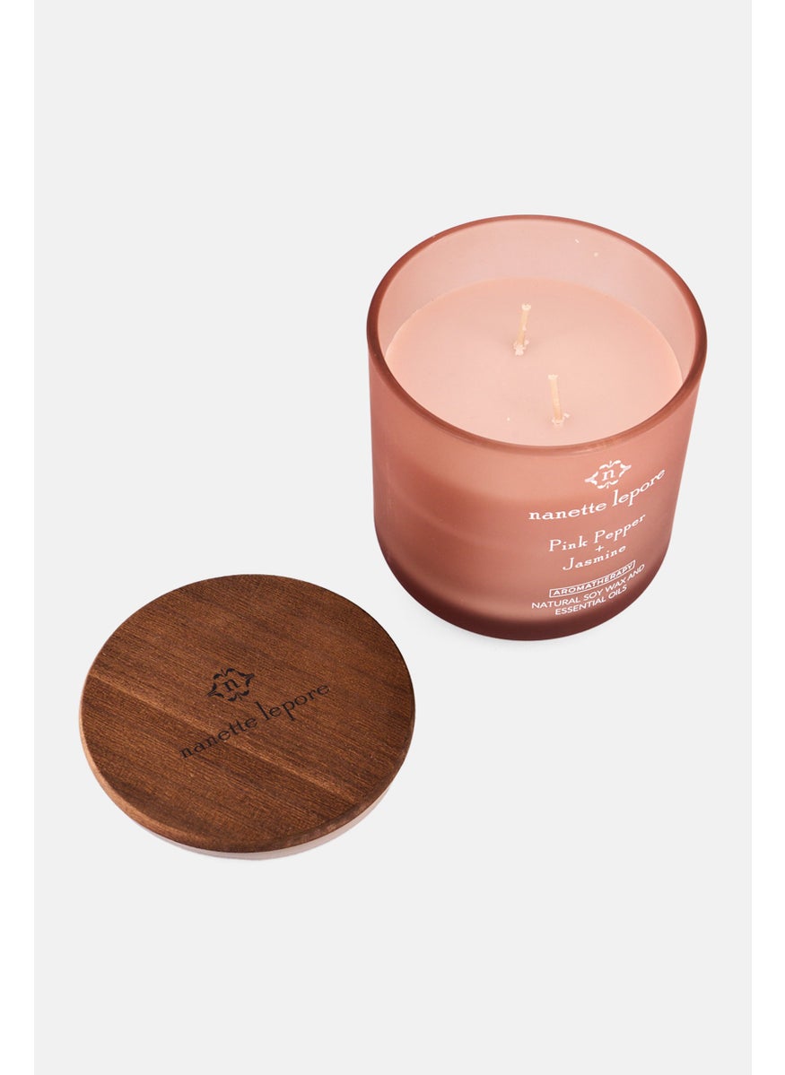 Nanette lepore - Pink Pepper And Jasmine Scented Candle 350 g, Tan - Image 1