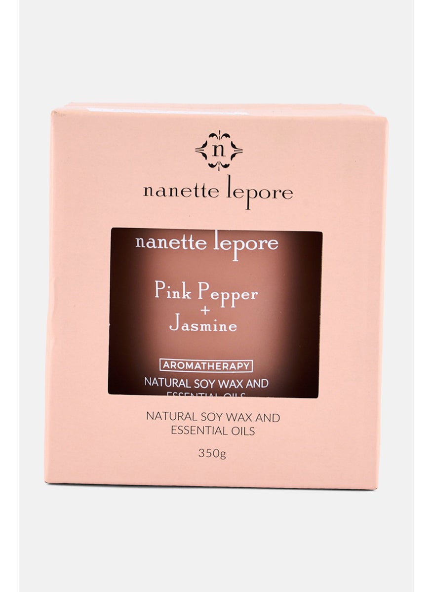 Nanette lepore - Pink Pepper And Jasmine Scented Candle 350 g, Tan - Image 1
