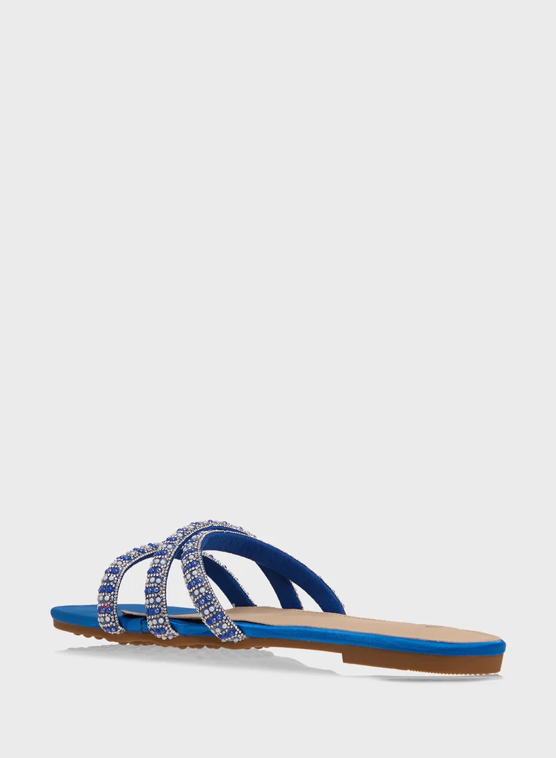 Ginger Diamante Flat Sandal