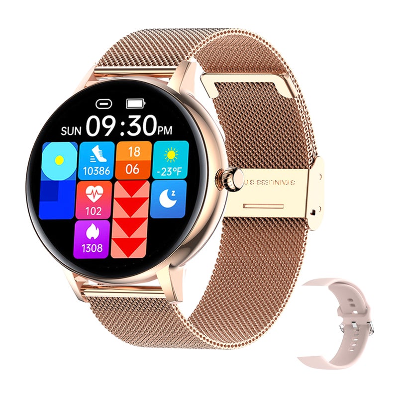 HD Screen Smartwatch: 1.32" Gold Touch Panel, 300 mAh 30-Day Standby Battery - 200+ Customizable Dials, Massive Sports Modes Smart Watch for Android & iOS Users - Image 1
