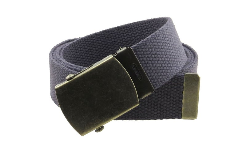 BC Belts Canvas Web Belt Military Style with Antique Brass Buckle and Tip 50" Long (Charcoal) - Image 1