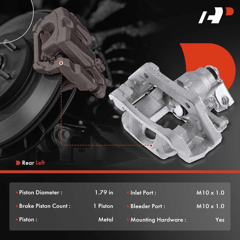 A-Premium Disc Brake Caliper Assembly with Bracket for Ford and Lincoln Models - Rear Left Driver Side - Image 2