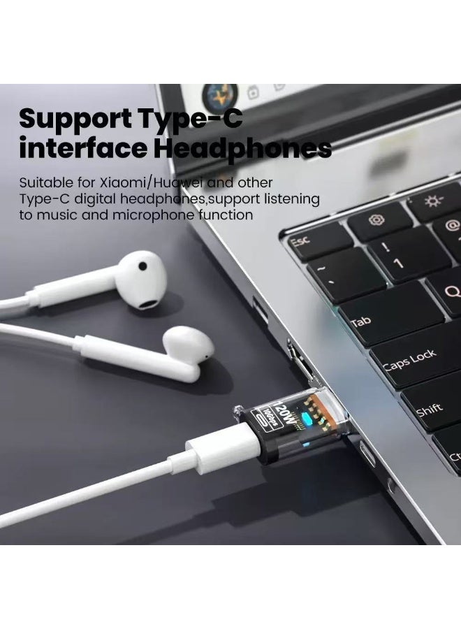 USB 2 Pack Transparent High Beauty USB 3.2 Converter Head supports 120w fast charging/10Gbps transfer/headphone three in one, compatible with mobile phones/tablets/computers, suitable for Apple 15/16 series, Xiaomi/Huawei, etc., easy to carry and plug and play - Image 5