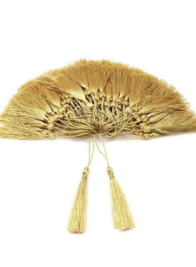 100 Pieces Light Gold 13 cm/5 Inch Silk Handmade Soft Tassel Silk Thread Bookmark Tassel with Rope Loop for Jewelry Making DIY Craft Accessories - Image 3