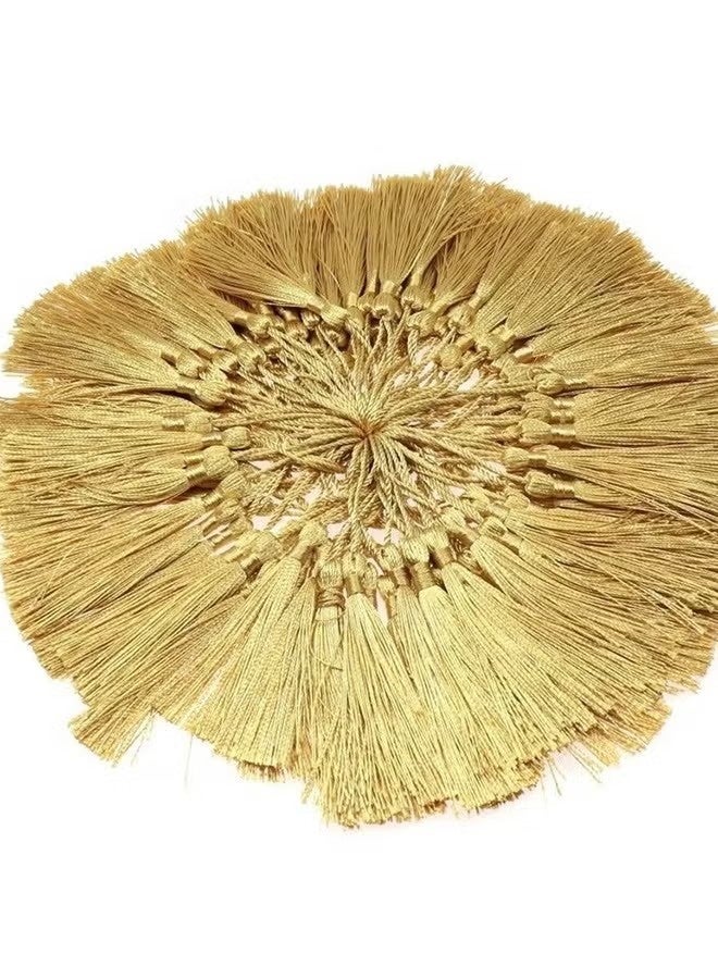 100 Pieces Light Gold 13 cm/5 Inch Silk Handmade Soft Tassel Silk Thread Bookmark Tassel with Rope Loop for Jewelry Making DIY Craft Accessories - Image 2