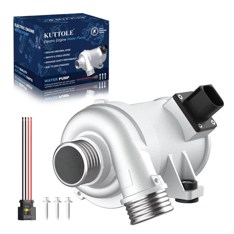 KUTTOLE Electric Engine Water Pump Compatible with BMW 328i,528i,X3,X5,428i,228i,X1,X4,Z4,2012-2017,228i/328i/428i/528i xDrive, 180KW with Wiring Harness & 3 Bolts 11517604027 11518635089 - Image 1