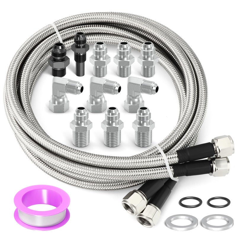 GASHER Transmission Fluid Oil Cooler Hose Line kit 70 Inch SS Braided Transmission Lines For TH350 700R4 TH400 NP700RTL - Image 2