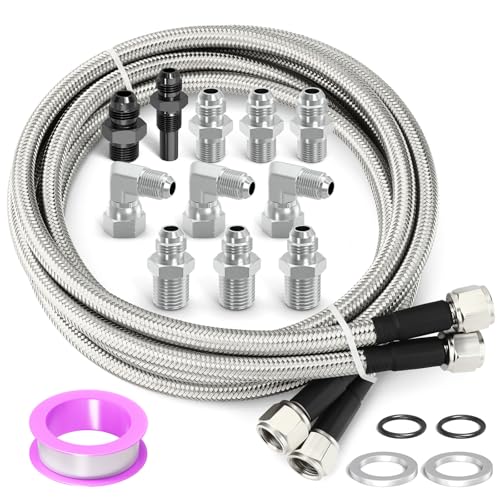 GASHER Transmission Fluid Oil Cooler Hose Line kit 70 Inch SS Braided Transmission Lines For TH350 700R4 TH400 NP700RTL - Image 1