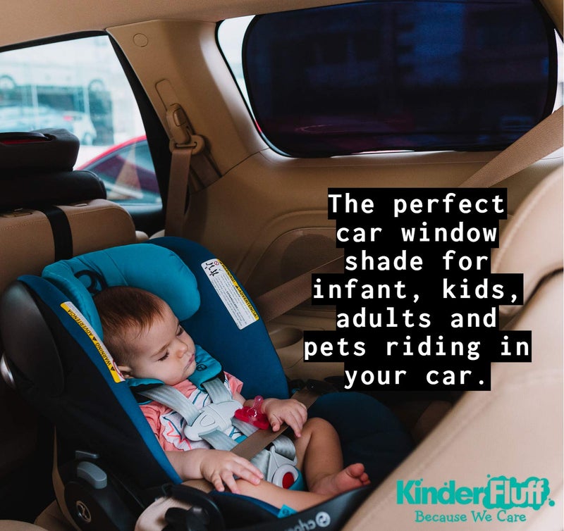 kinder Fluff Car Window Shade (4Pack)-The Only Certified Cockpit & Car Window Sun Shade for Baby & Pilots Proven to Block 99.95% UVR -Mom's Choice Gold Award- Aircraft & Car Seat Sun Protection - S - Image 2