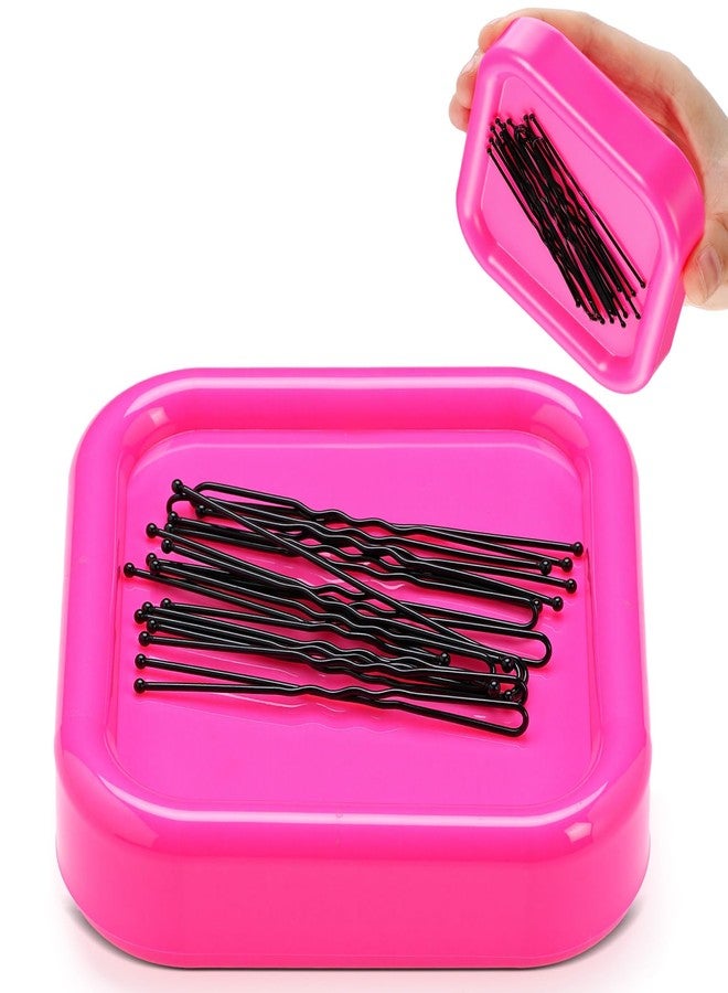 Tellegloww 1 Pcs Magnetic Bobby Pin Holder Square Paper Clip Holder Magnetic Hairpin Storage Box Sewing Pincushion Hair Clip Collector for Desk Vanity Sewing DIY Project (Pink) - Image 1