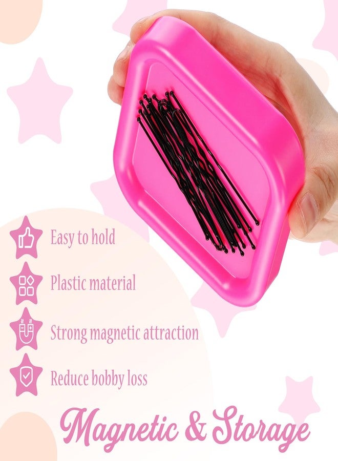 Tellegloww 1 Pcs Magnetic Bobby Pin Holder Square Paper Clip Holder Magnetic Hairpin Storage Box Sewing Pincushion Hair Clip Collector for Desk Vanity Sewing DIY Project (Pink) - Image 3