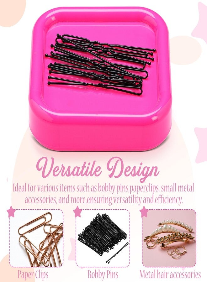 Tellegloww 1 Pcs Magnetic Bobby Pin Holder Square Paper Clip Holder Magnetic Hairpin Storage Box Sewing Pincushion Hair Clip Collector for Desk Vanity Sewing DIY Project (Pink) - Image 5