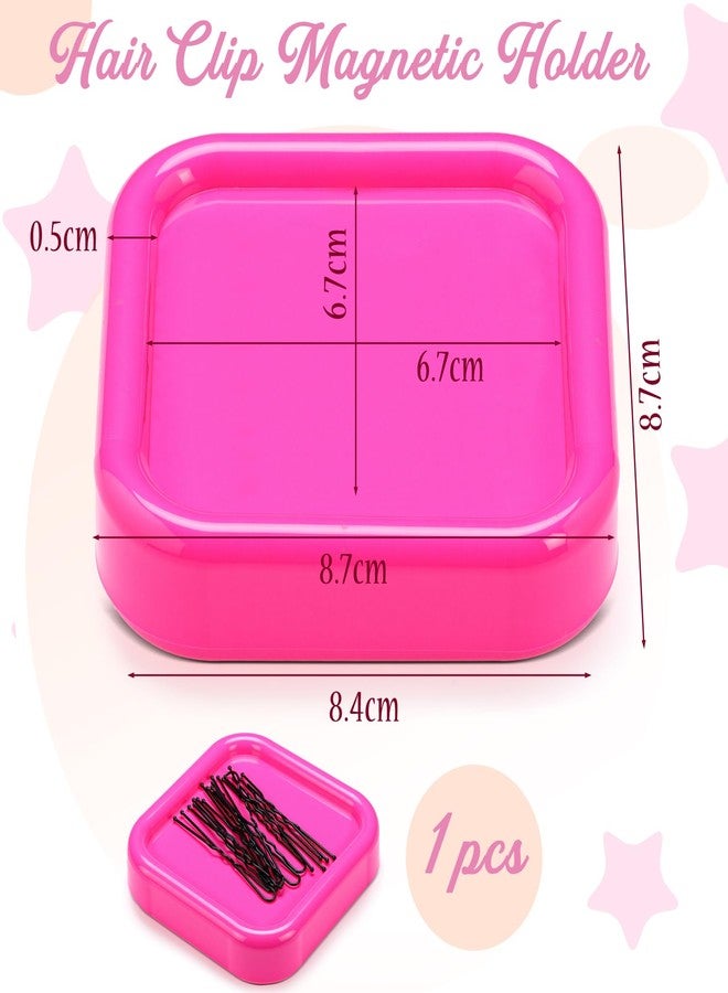 Tellegloww 1 Pcs Magnetic Bobby Pin Holder Square Paper Clip Holder Magnetic Hairpin Storage Box Sewing Pincushion Hair Clip Collector for Desk Vanity Sewing DIY Project (Pink) - Image 2