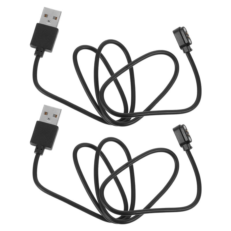 2pcs Magnetic Charging USB Cable for Smartwatch, 2-pin Charger Wire Compatible with Universal Smartwatch, Black Sturdy Charging Cord for Daily Use and Travel - Image 1
