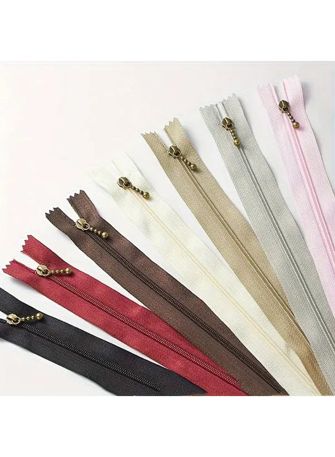 Assorted Bead Style Copper Zippers 15cm White Handbag Sewing Supplies - Image 1