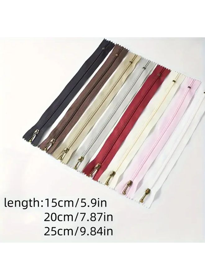 Assorted Bead Style Copper Zippers 15cm White Handbag Sewing Supplies - Image 3