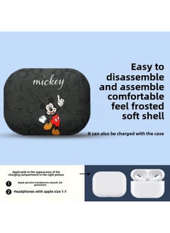 Strawberry Bear Family Airpods Protective Case Cartoon Cute Suitable For Apple 1/2/3 Generation Bluetooth Headset Soft Case-Color:Mickey-Black-Model:AirpdosPRO2 Generation