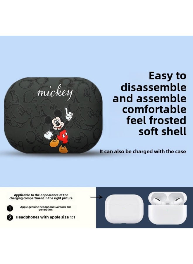 Generic - Strawberry Bear Family Airpods Protective Case Cartoon Cute Suitable For Apple 1/2/3 Generation Bluetooth Headset Soft Case-Color:Mickey-Black-Model:AirpdosPRO2 Generation - Image 1