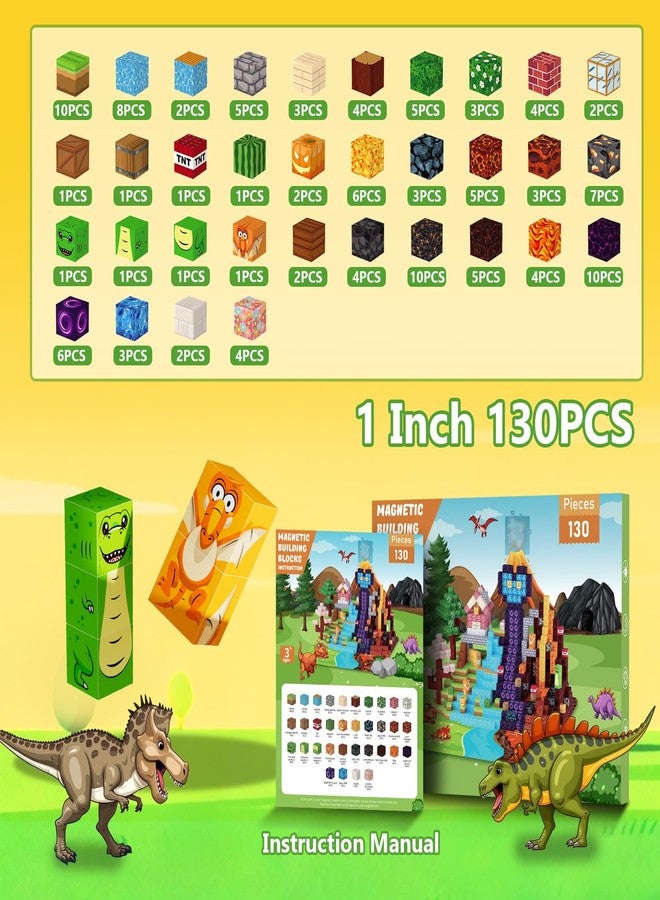 Belveora Magnetic Building Blocks - 130 PCS Large 1 Inch Magnet Cubes, STEM Construction Set for Kids Ages 3 4 5 6 7 8 9 10, Sensory Montessori Toys for Boys & Girls Easter/Christmas/Birthday Gift - Image 2