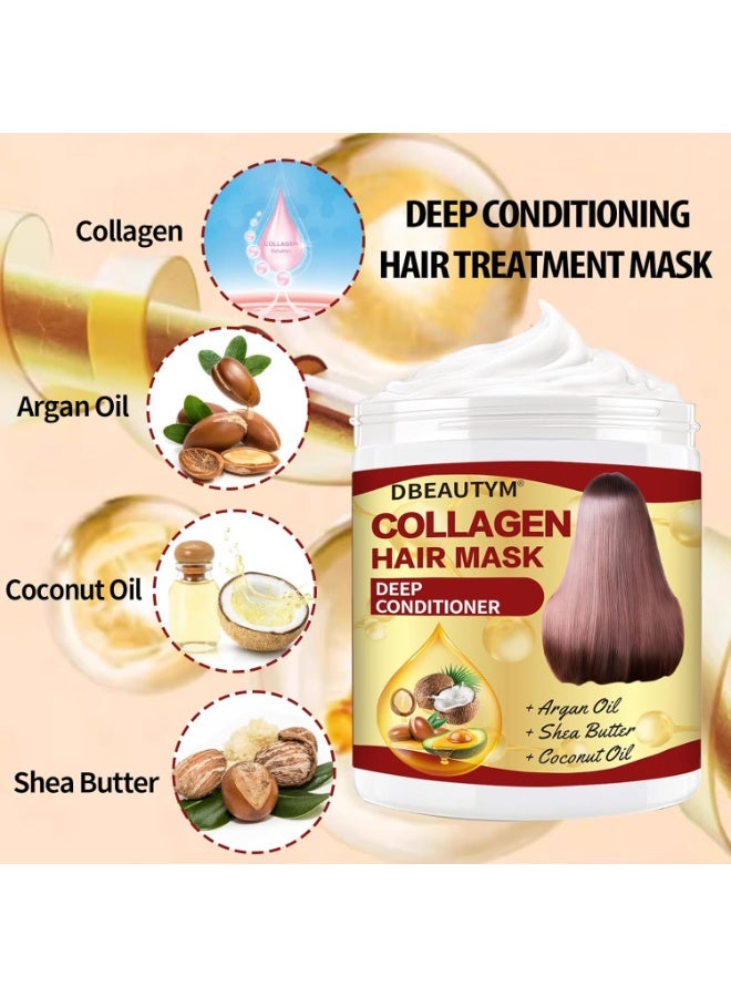 DBEAUTYM Collagen Hair Treatment Hair Mask & Hair Growth Serum,Deep Conditioner Hydrating Hair Mask for Dry Damaged Hair,Hair Growth Oil for Hair Loss,Natural Hair Regrowth Treatment for Men and Women - Image 4