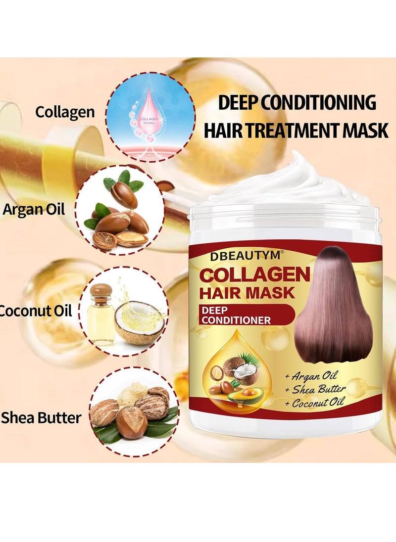 DBEAUTYM Collagen Hair Treatment Hair Mask & Hair Growth Serum,Deep Conditioner Hydrating Hair Mask for Dry Damaged Hair,Hair Growth Oil for Hair Loss,Natural Hair Regrowth Treatment for Men and Women  - Image 3
