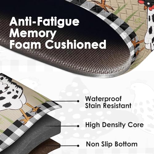 Nesphy Anti-Fatigue Rooster Kitchen Rug Set of 2 Cushioned Chicken Rug for Floor, Farmhouse Standing Mat Waterproof Non-Slip Mat PVC Ergonomic Comfort Foam Kitchen Decor - Image 5