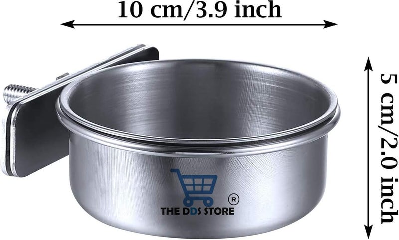 THE DDS STORE 3 قطع 300 مل أطباق تغذية الطيور من الفولاذ المقاوم للصدأ، أكواب تغذية الببغاء، أوعية طعام وماء للطيور في القفص، حامل أكواب مع مشبك لتثبيت طعام وماء الطيور والببغاء - Image 4