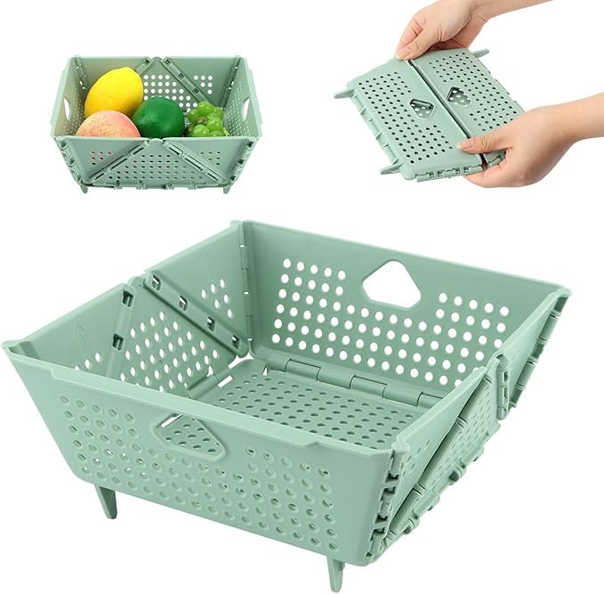 Minitul Plastic Collapsible Colander po1 Foldable Drain Basket with Resting Feet Kitchen Food Strainer for Pasta Fruit Vegetables SpaceSaving BPAFree Dishwasher Safe - Image 1