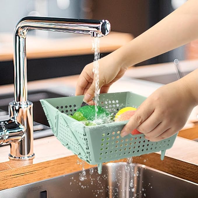 Minitul Plastic Collapsible Colander po1 Foldable Drain Basket with Resting Feet Kitchen Food Strainer for Pasta Fruit Vegetables SpaceSaving BPAFree Dishwasher Safe - Image 3