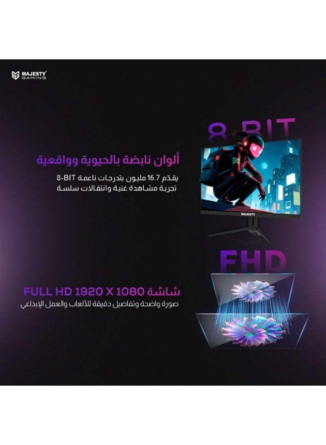 Majeste Majesty 24" FHD 1920x1080 Gaming Monitor | IPS | 160Hz | 1ms | HDR | 100% sRGB | G-SYNC & FreeSync | Built-in Speakers | DisplayPort & HDMI | VESA - Image 3
