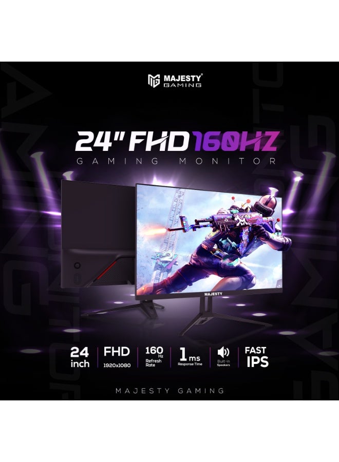 Majeste Majesty 24" FHD 1920x1080 Gaming Monitor | IPS | 160Hz | 1ms | HDR | 100% sRGB | G-SYNC & FreeSync | Built-in Speakers | DisplayPort & HDMI | VESA - Image 2