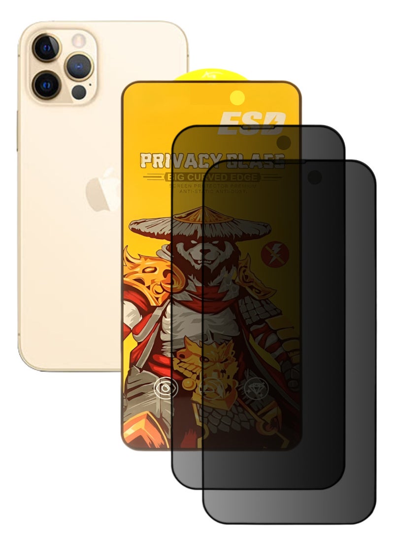 ESD 2 Pieces Tempered Dustproof Privacy Glass Screen Protector Compatible For iPhone 12 Pro - Image 1