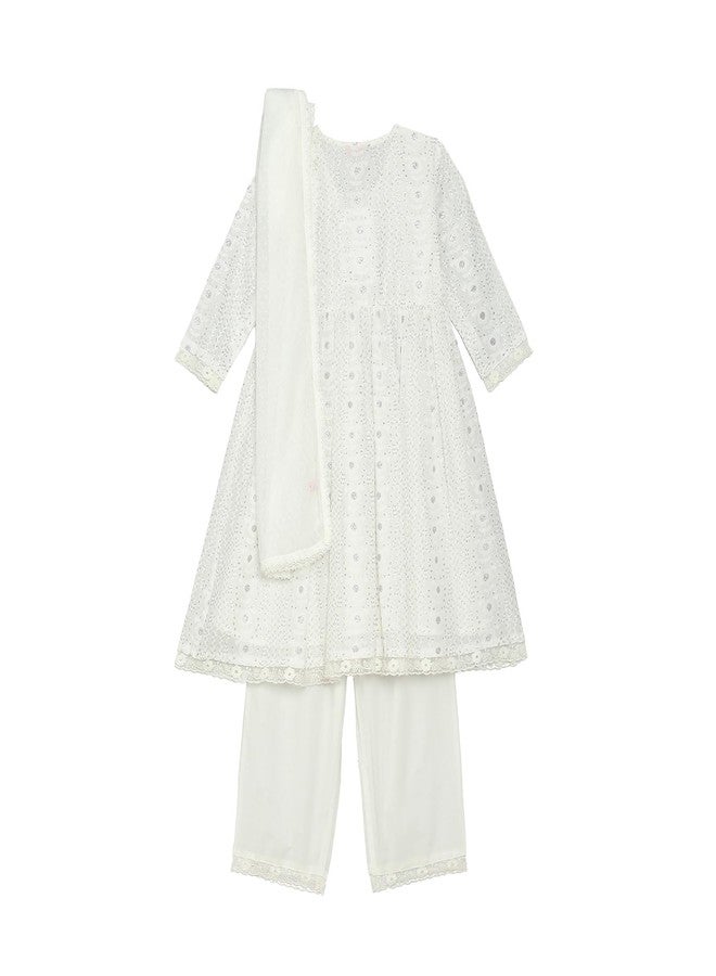 BIBA Girls PRINTED GATHERED KID(KWWHITE BLOOMS5947_WHITE_11) - Image 2