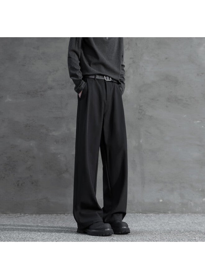 Swamp Area Men's Spring And Summer Thin Straight Pants High-end Casual Suit Pants Ks22 Black M - Image 4