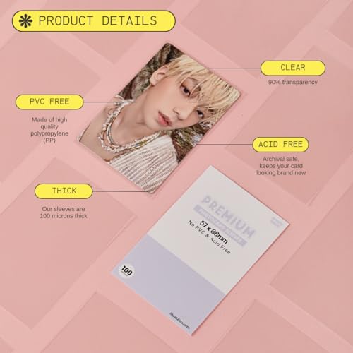 Mandu Deco Kpop Photocard Sleeves Clear Polypropylene Card Protector for Albums Photocards, PVC Free and Acid Free, 100 Sleeves per Pack (57x88mm) - Image 2