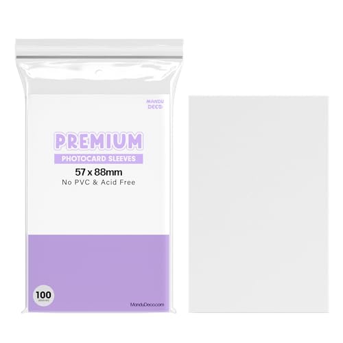 Mandu Deco Kpop Photocard Sleeves Clear Polypropylene Card Protector for Albums Photocards, PVC Free and Acid Free, 100 Sleeves per Pack (57x88mm) - Image 1