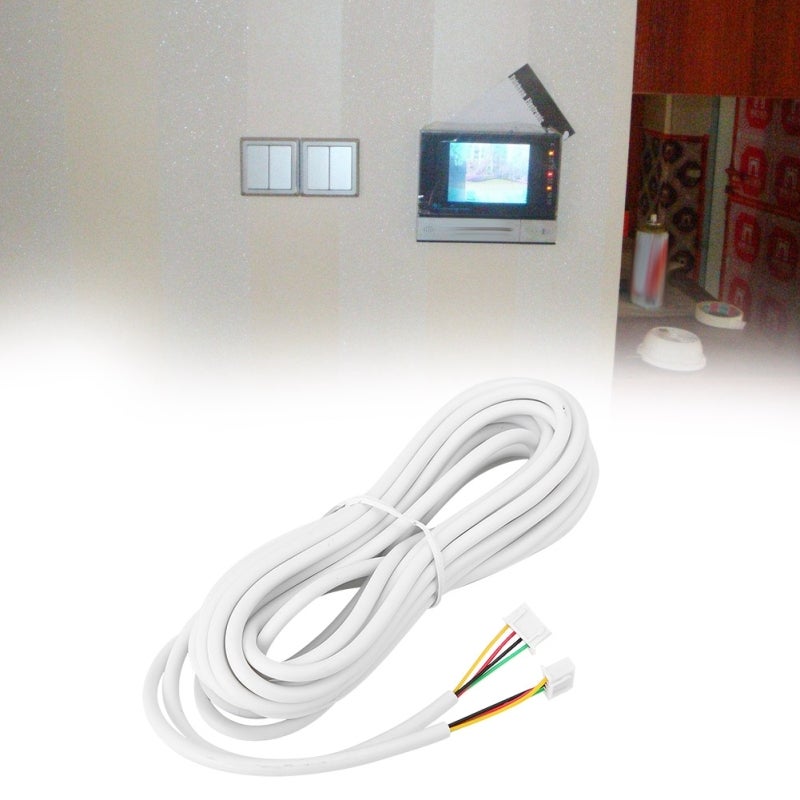 4 Core Copper Cable: 2 Spare Connectors, Soft Copper For Stable Video Intercom - Pre-Connected Connectors For Easy Installation, White PVC Insulation For Safety, Flexible Cable For Home Security & Vid - Image 2