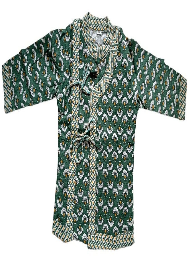 LITTLE DREAMS Presents Jaipuri Printed Cotton Angrakha Dhoti-Kurta Set Green 12-18 Months - Image 3