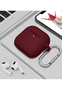 SZOXST Compatible with AirPods 4 Case Cover, Soft Silicone Shockproof Covers for Airpods 4th Generation 2024 Cases with Keychain and Cleaning Kit Front LED Visible for Women and Men Burgundy Red  - Image 2